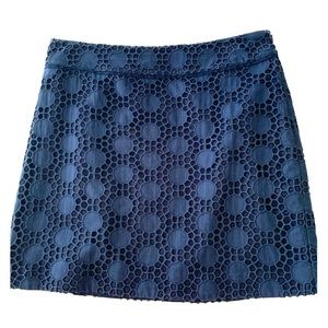 Navy Eyelet Skirt
